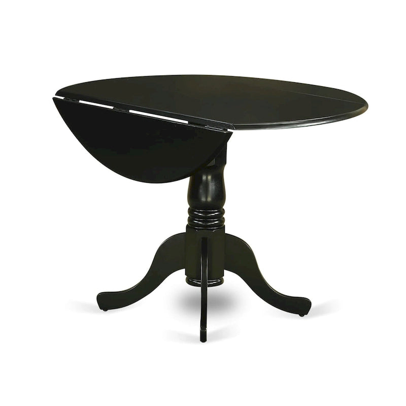Ensemble de salle à manger rond 5 pièces avec rallonge rabattable et 4 chaises (finitions au choix)