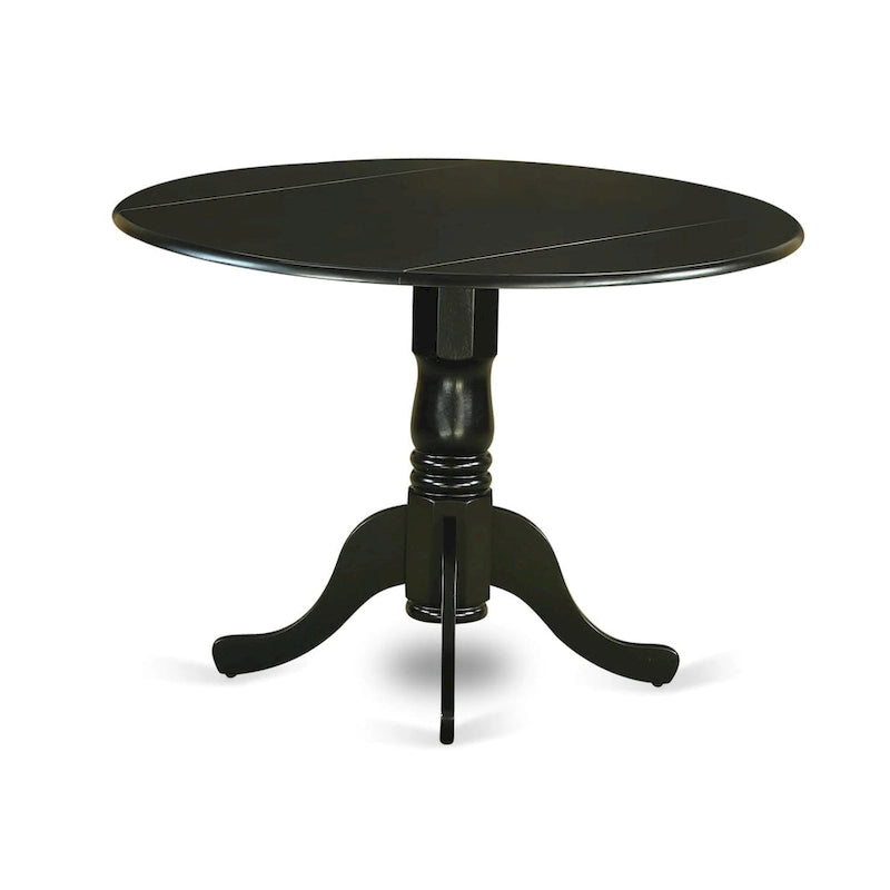 Ensemble de salle à manger rond 5 pièces avec rallonge rabattable et 4 chaises (finitions au choix)