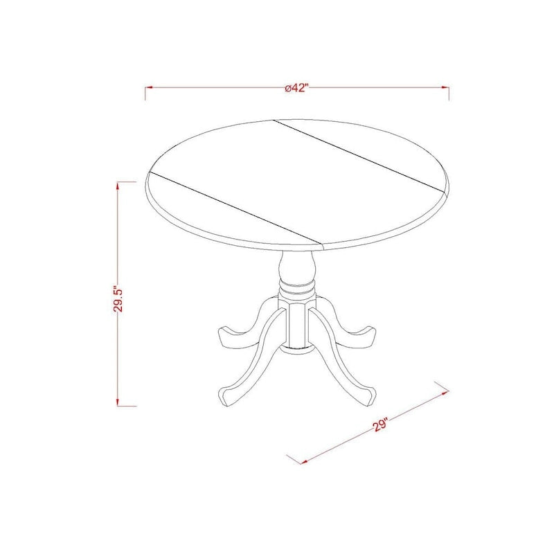 Ensemble de salle à manger rond 5 pièces avec rallonge rabattable et 4 chaises (finitions au choix)