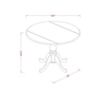 Ensemble de salle à manger rond 5 pièces avec rallonge rabattable et 4 chaises (finitions au choix)