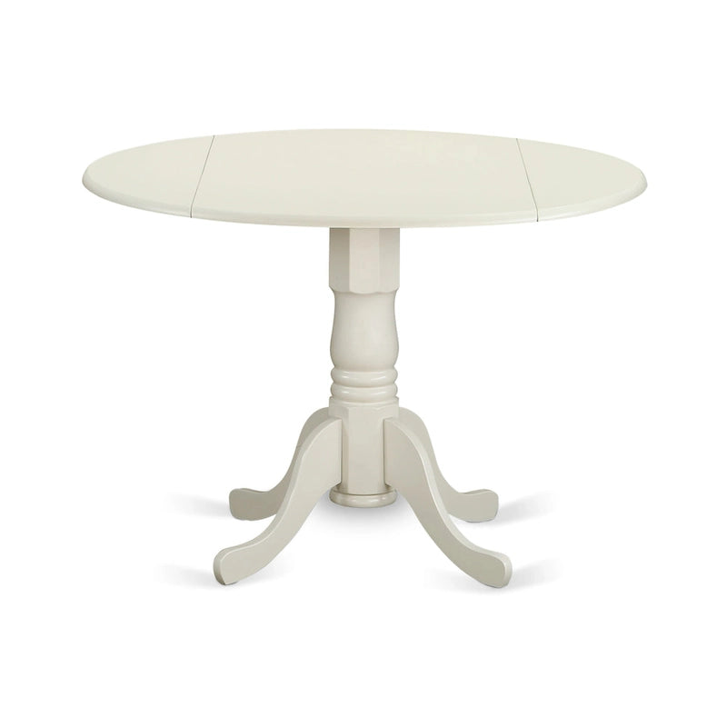 Ensemble de salle à manger rond 5 pièces avec rallonge rabattable et 4 chaises (finitions au choix)