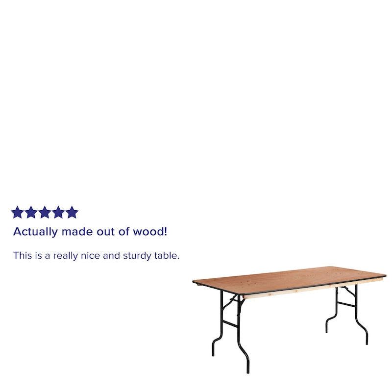 Table pliante rectangulaire en bois de 6 pieds