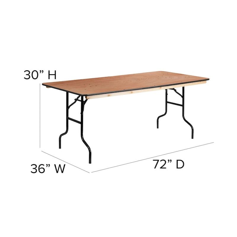 Table pliante rectangulaire en bois de 6 pieds