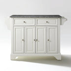 Îlot de cuisine avec plateau en granit, finition blanche – 45,7 cm P x 130,8 cm L x 91,4 cm H