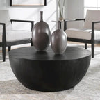 Table basse ronde en ébène – 42 L x 16 H x 42 P