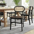 Lot de 2 chaises de salle à manger en rotin et bois