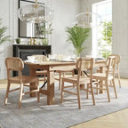 Lot de 2 chaises de salle à manger en rotin et bois