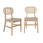 Lot de 2 chaises de salle à manger en rotin et bois