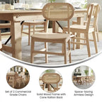 Lot de 2 chaises de salle à manger en rotin et bois