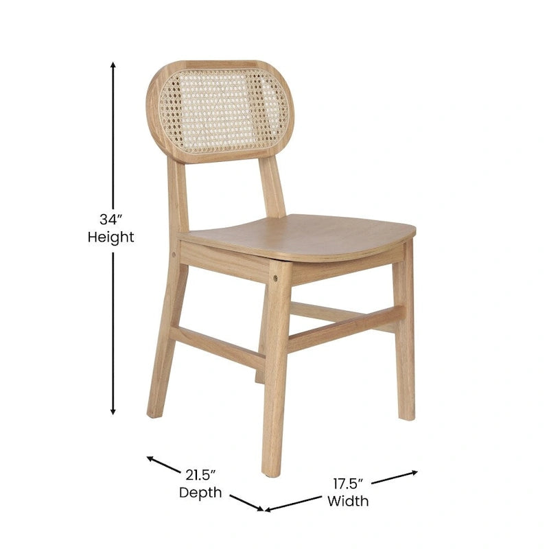 Lot de 2 chaises de salle à manger en rotin et bois