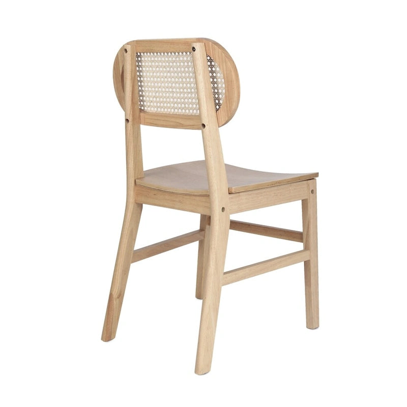 Lot de 2 chaises de salle à manger en rotin et bois