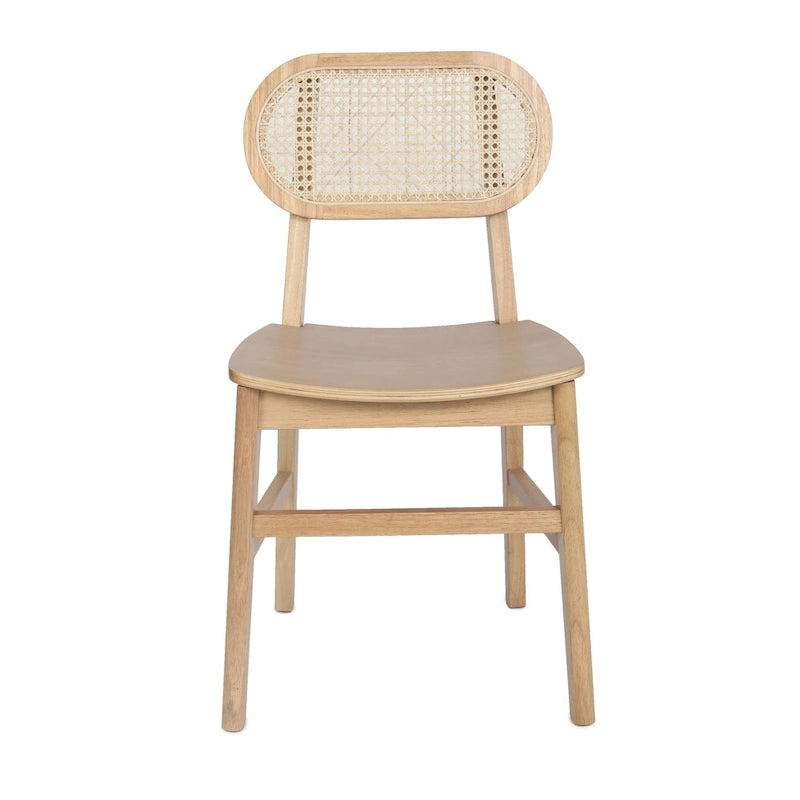 Lot de 2 chaises de salle à manger en rotin et bois