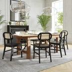 Lot de 2 chaises de salle à manger en rotin et bois