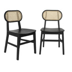Lot de 2 chaises de salle à manger en rotin et bois