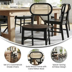 Lot de 2 chaises de salle à manger en rotin et bois