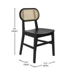 Lot de 2 chaises de salle à manger en rotin et bois