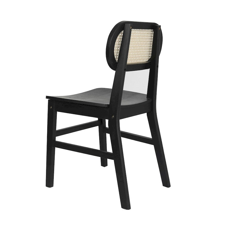 Lot de 2 chaises de salle à manger en rotin et bois