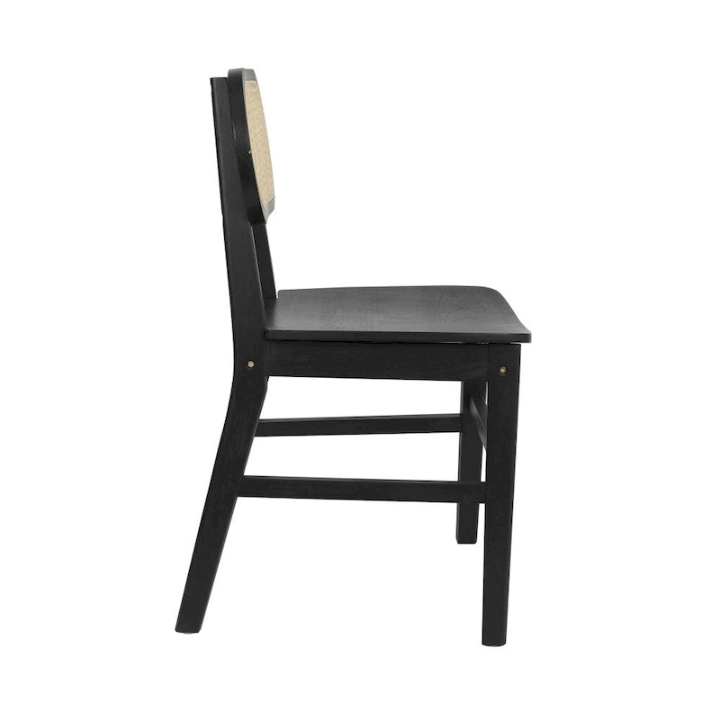 Lot de 2 chaises de salle à manger en rotin et bois
