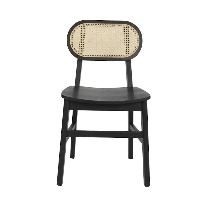 Lot de 2 chaises de salle à manger en rotin et bois