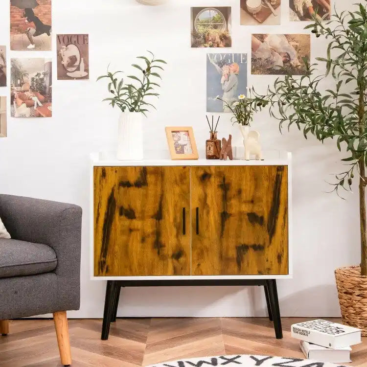 Armoire de rangement à 2 portes avec pieds en métal, 32 x 15 x 29 pouces