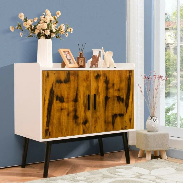 Armoire de rangement à 2 portes avec pieds en métal, 32 x 15 x 29 pouces