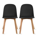 Lot de 2 chaises de salle à manger en plastique avec piètement en bois
