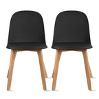 Lot de 2 chaises de salle à manger en plastique avec piètement en bois