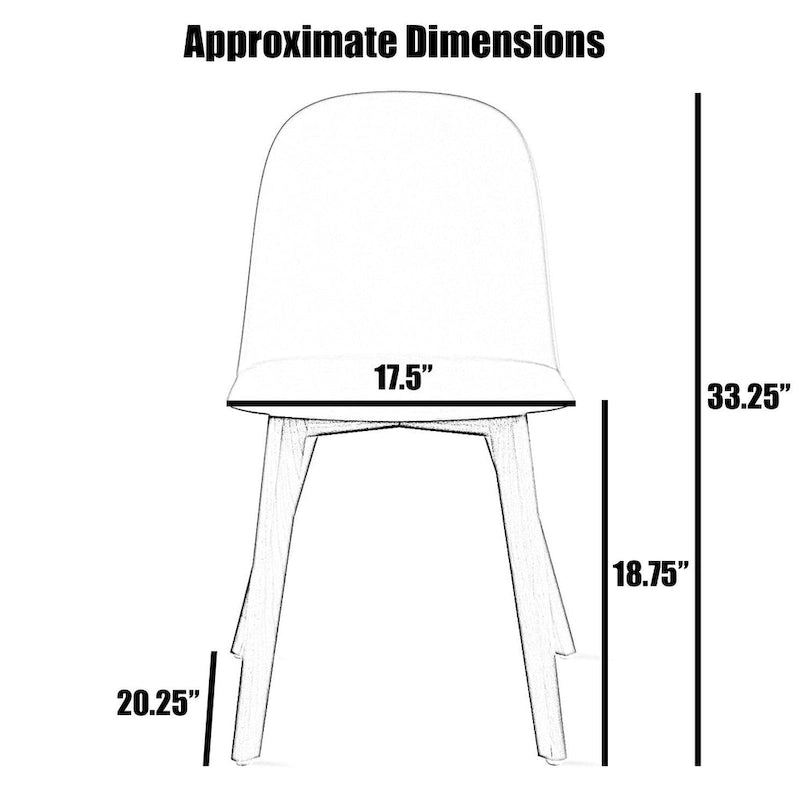 Lot de 2 chaises de salle à manger en plastique avec piètement en bois