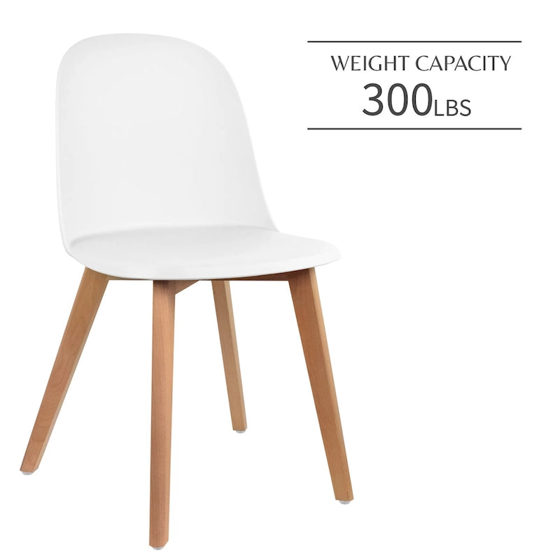 Lot de 2 chaises de salle à manger en plastique avec piètement en bois
