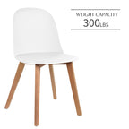 Lot de 2 chaises de salle à manger en plastique avec piètement en bois