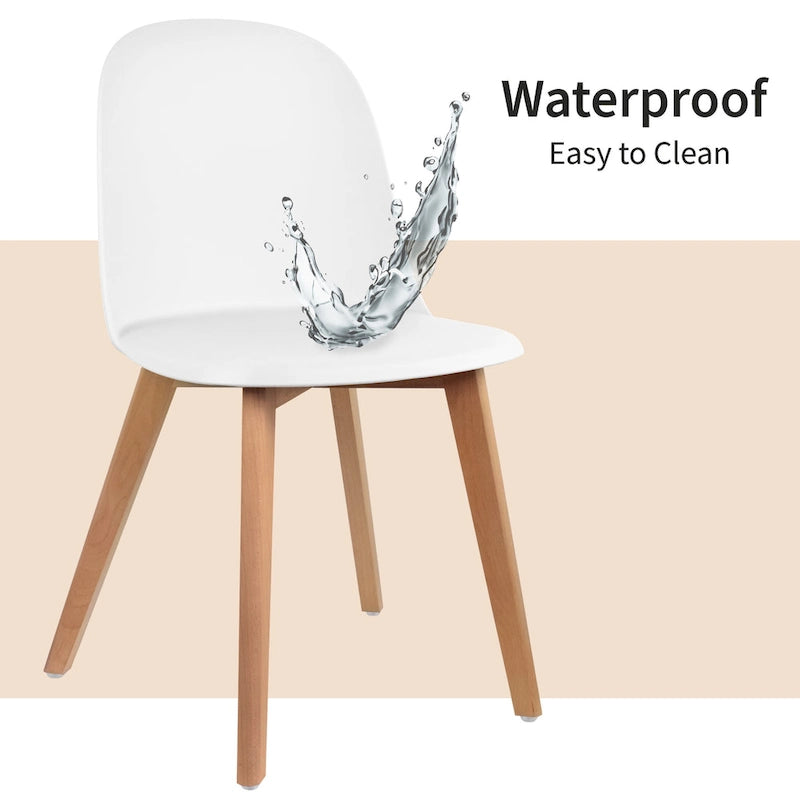 Lot de 2 chaises de salle à manger en plastique avec piètement en bois