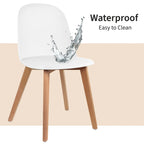 Lot de 2 chaises de salle à manger en plastique avec piètement en bois