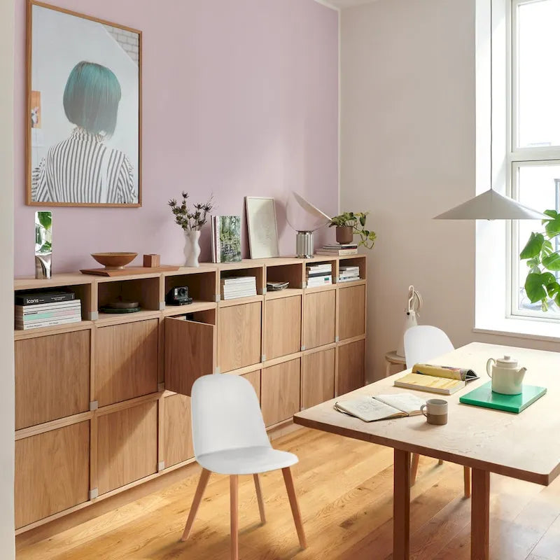 Lot de 2 chaises de salle à manger en plastique avec piètement en bois