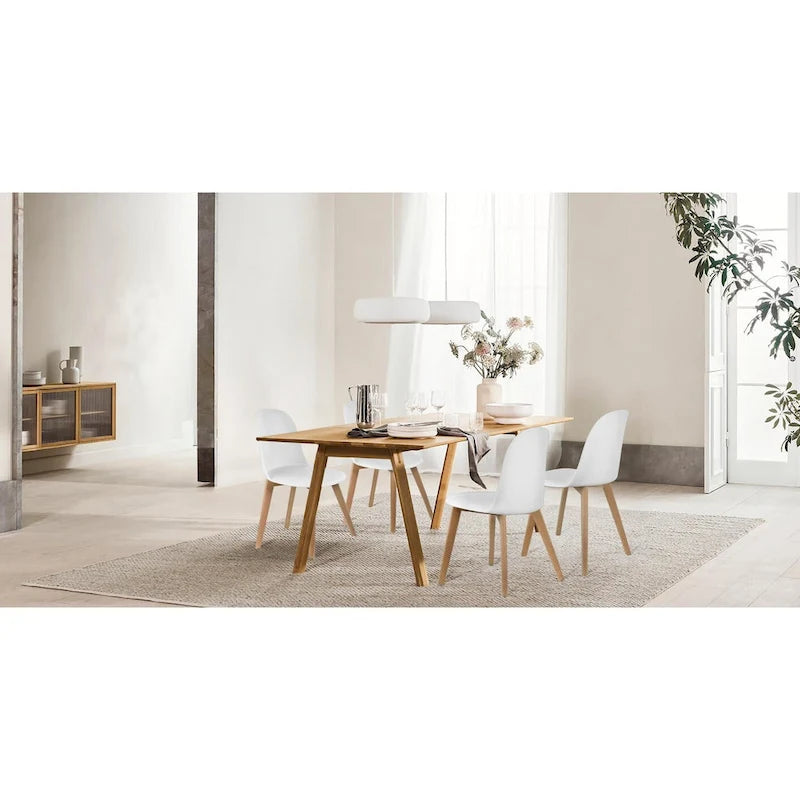 Lot de 2 chaises de salle à manger en plastique avec piètement en bois