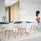 Lot de 2 chaises de salle à manger en plastique avec piètement en bois