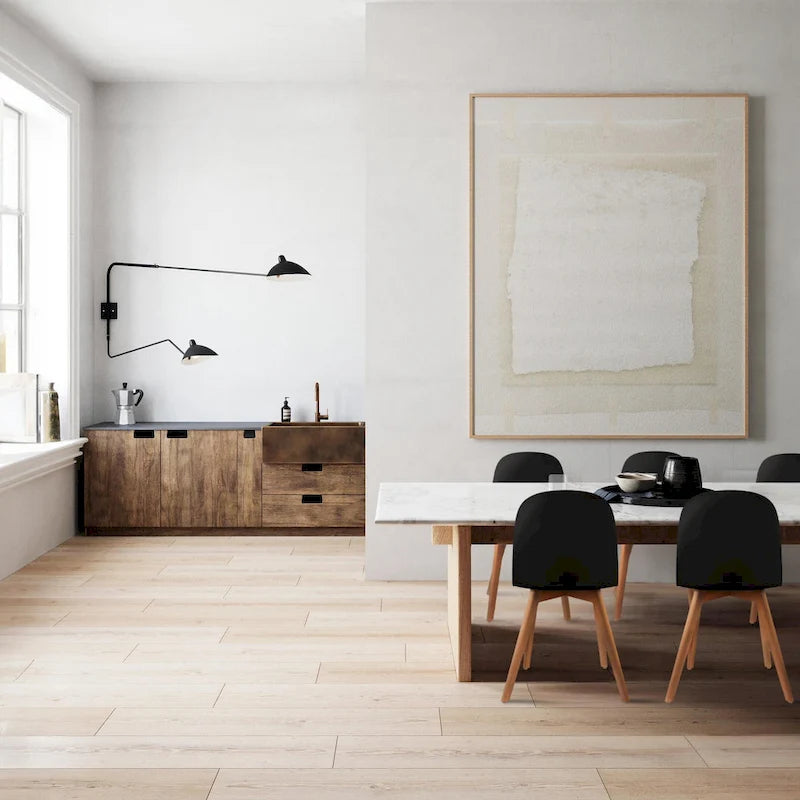 Lot de 2 chaises de salle à manger en plastique avec piètement en bois