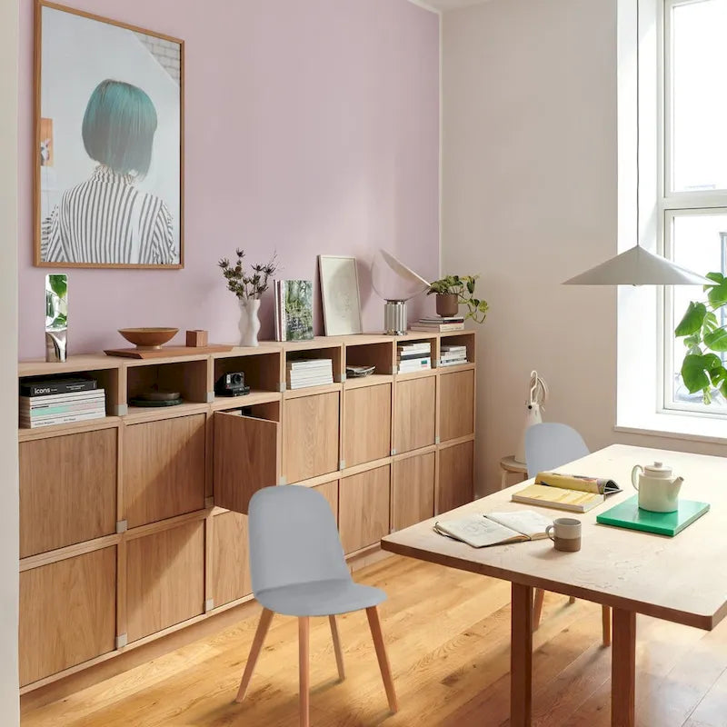 Lot de 2 chaises de salle à manger en plastique avec piètement en bois