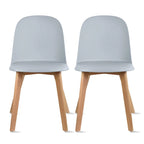 Lot de 2 chaises de salle à manger en plastique avec piètement en bois