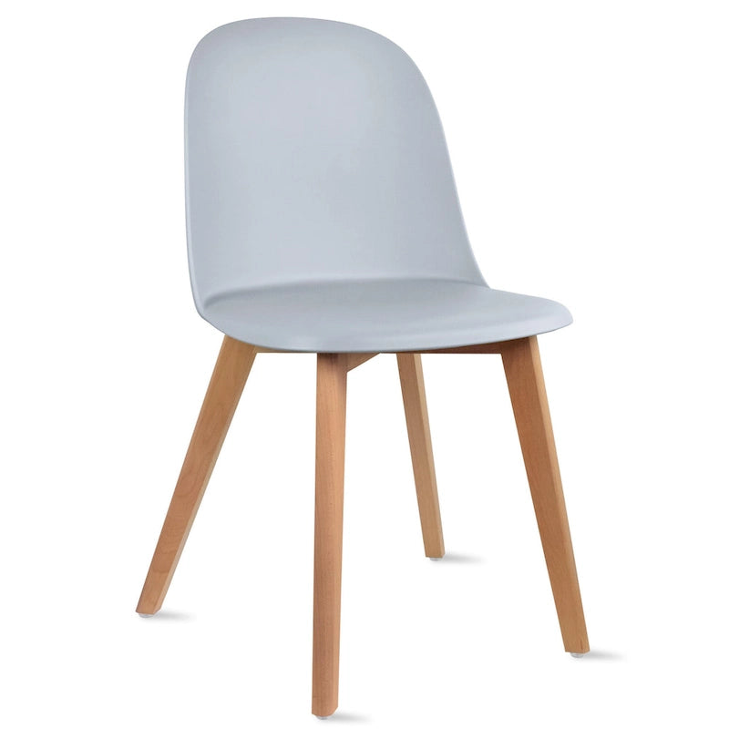 Lot de 2 chaises de salle à manger en plastique avec piètement en bois