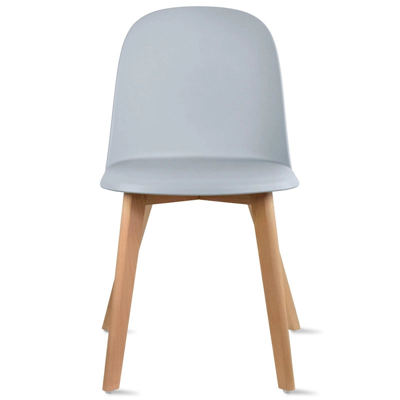 Lot de 2 chaises de salle à manger en plastique avec piètement en bois