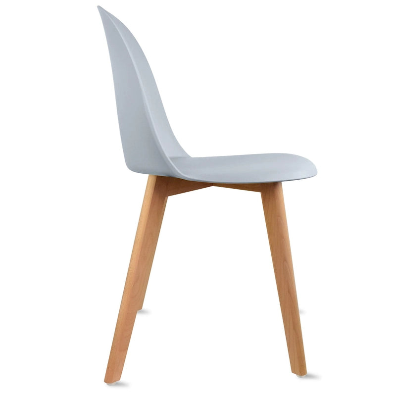 Lot de 2 chaises de salle à manger en plastique avec piètement en bois