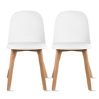Lot de 2 chaises de salle à manger en plastique avec piètement en bois