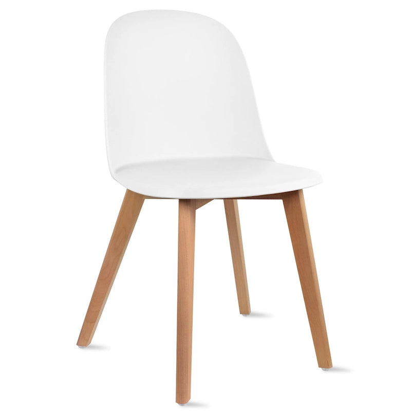 Lot de 2 chaises de salle à manger en plastique avec piètement en bois