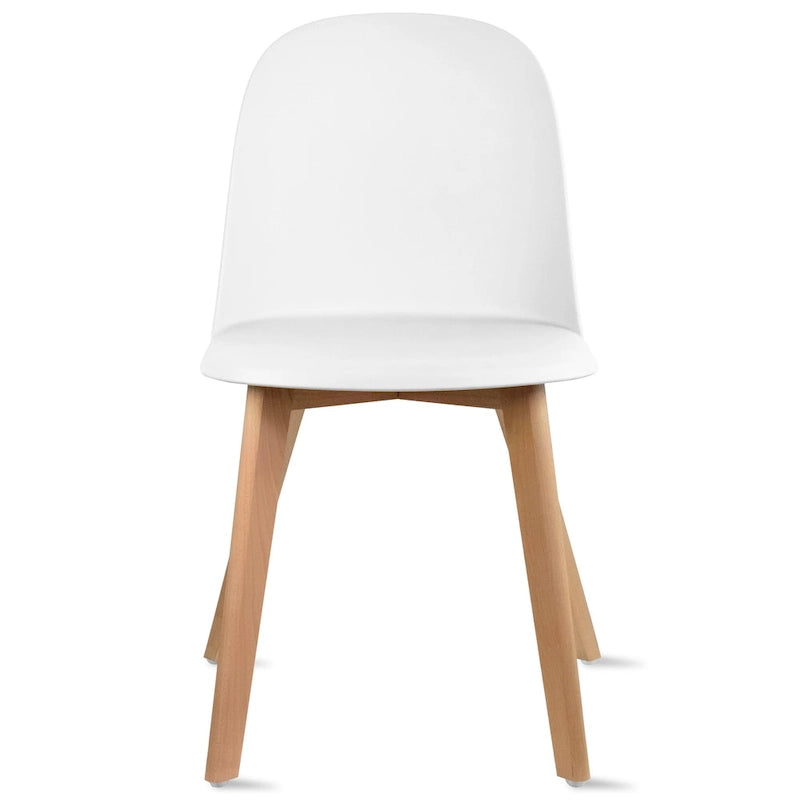 Lot de 2 chaises de salle à manger en plastique avec piètement en bois
