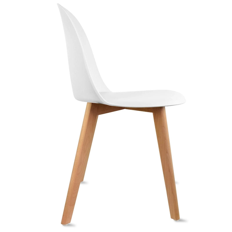 Lot de 2 chaises de salle à manger en plastique avec piètement en bois