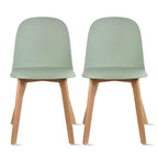 Lot de 2 chaises de salle à manger en plastique avec piètement en bois