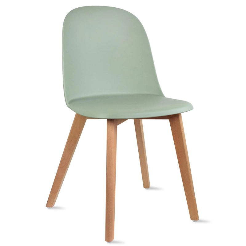 Lot de 2 chaises de salle à manger en plastique avec piètement en bois