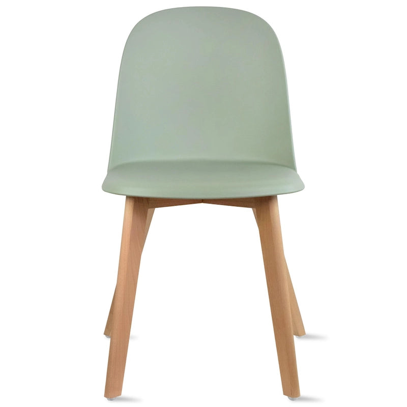 Lot de 2 chaises de salle à manger en plastique avec piètement en bois