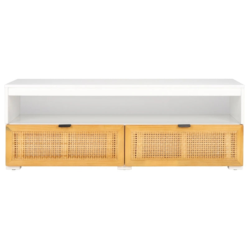 Meuble TV/multimédia 2 tiroirs, 1 étagère, pour TV jusqu'à 55", 122 x 41 x 43 cm