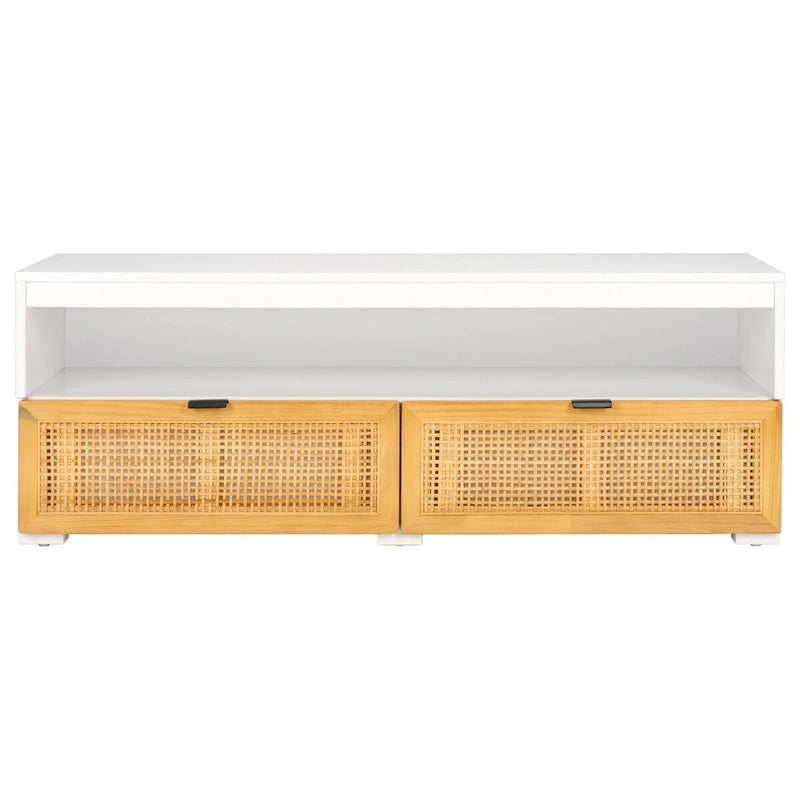 Meuble TV/multimédia 2 tiroirs, 1 étagère, pour TV jusqu'à 55", 122 x 41 x 43 cm